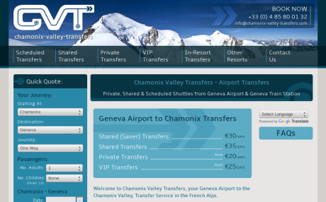 Screenshot of Chamonix-Valley-Transfers.co.uk home page
