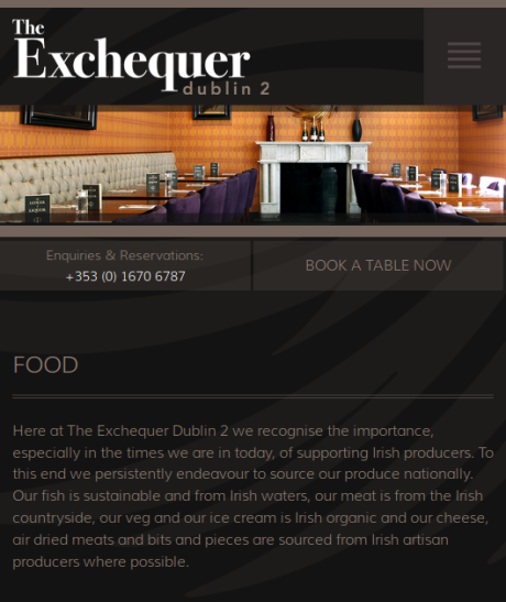Screenshot of TheExchequerDublin2.ie responsive layout